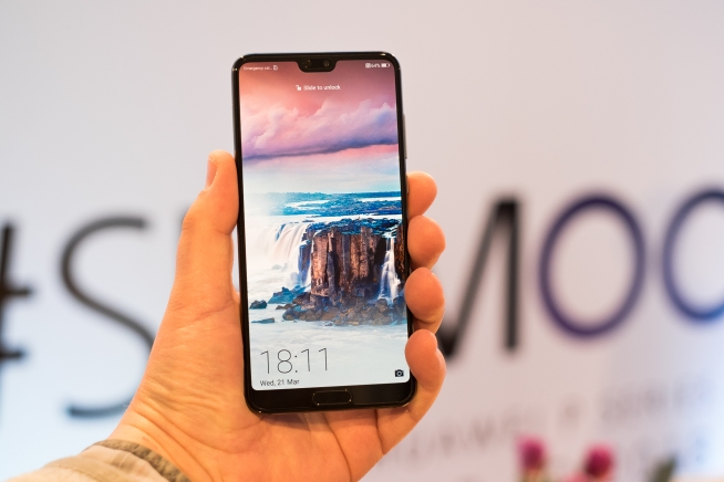 WARSAW, MARCH 2018 - Newly launched Huawei P20 Pro smarpthone is displayed for editorial purposes