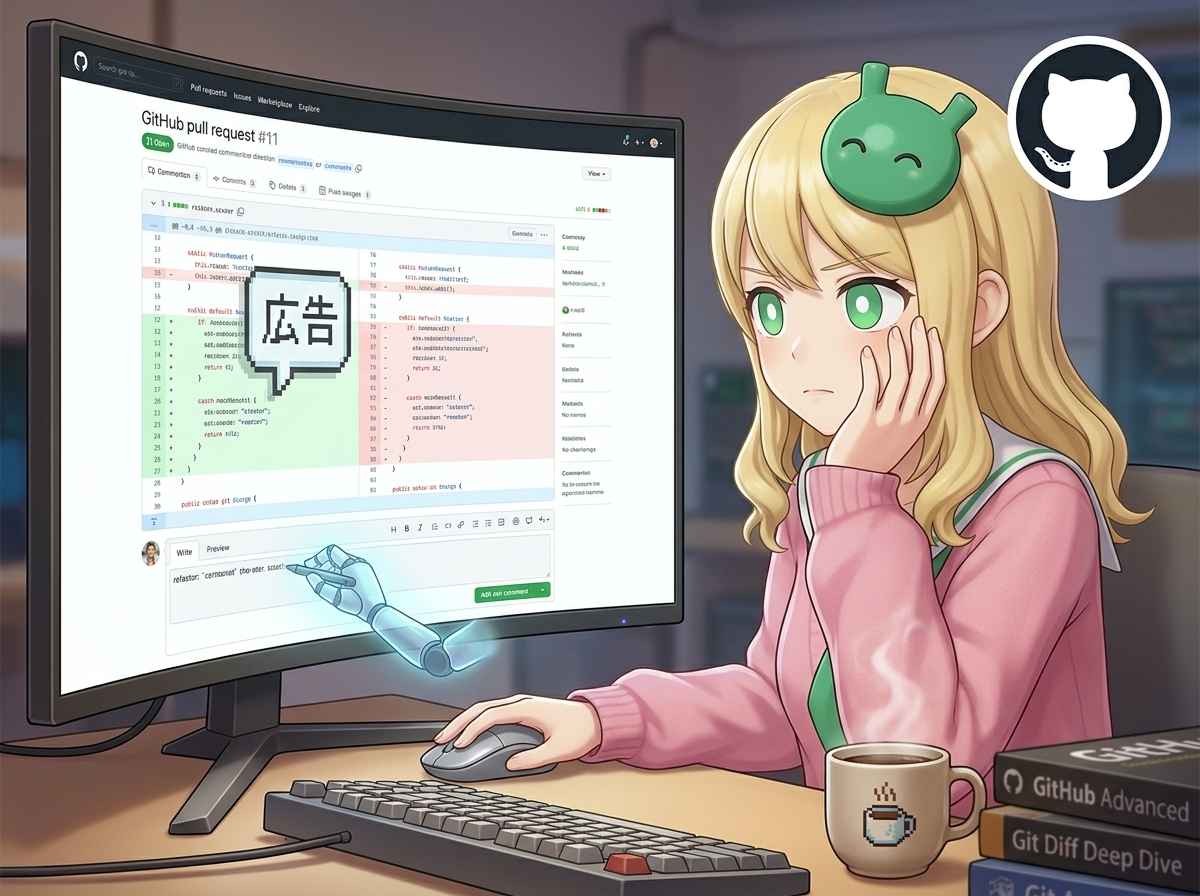 GitHub Copilotがプルリクエストに広告を自動挿入150万件以上批判で無効化
