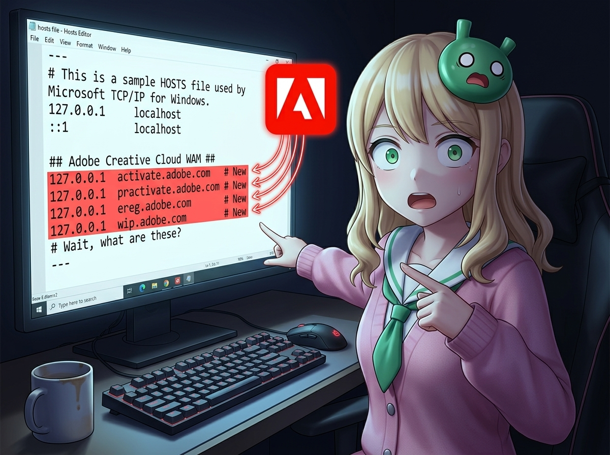 Adobe Creative CloudがhostsファイルをユーザーのCC導入を検出するため無断書き換え企業環境でアラート